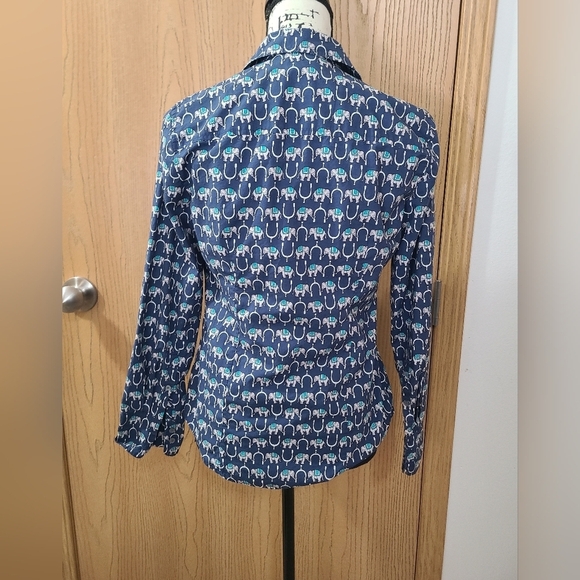J. Crew Boho Elephant Print Button Up Shirt - Picture 2 of 3